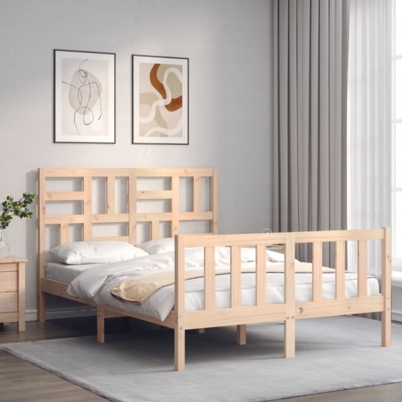 Lit avec tête de lit 140x190 cm bois massif