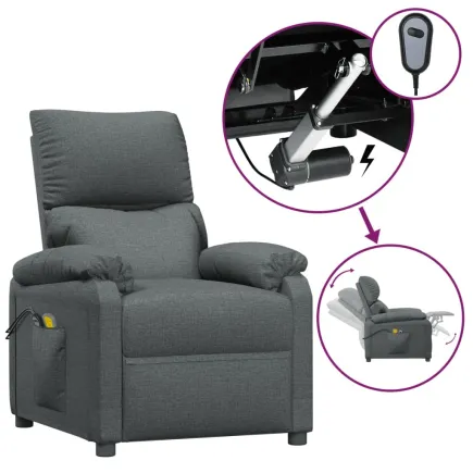 Fauteuil électrique de massage Gris foncé Tissu 2