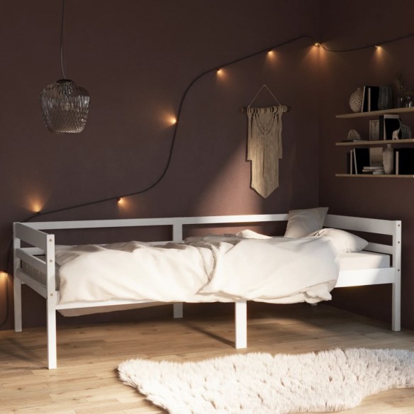 Lit Blanc Bois de pin massif 90x200 cm