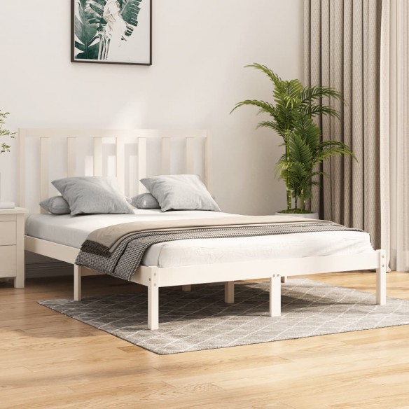 Lit Blanc Bois de pin massif 140x190 cm