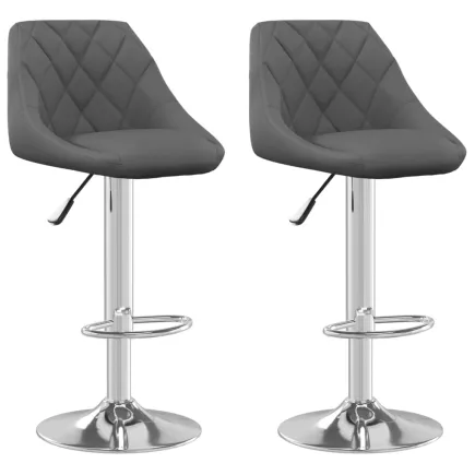 Tabourets de bar lot de 2 gris foncé velours 2