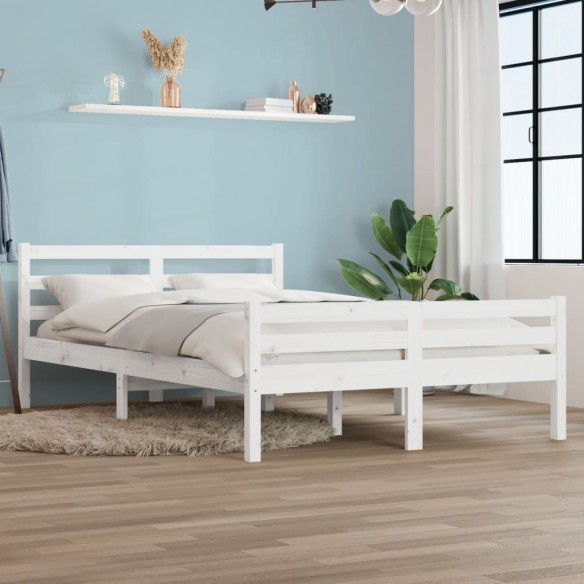 Lit Blanc Bois massif 140x200 cm