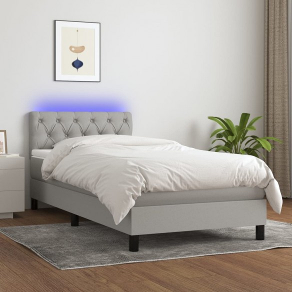 Lit avec matelas et LED Gris clair 80x200cm