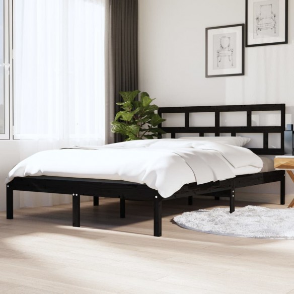 Lit Noir Bois massif 120x190 cm Petit Double