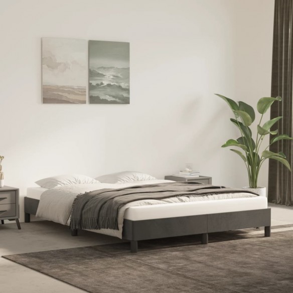 Lit Gris foncé 140x190 cm Velours