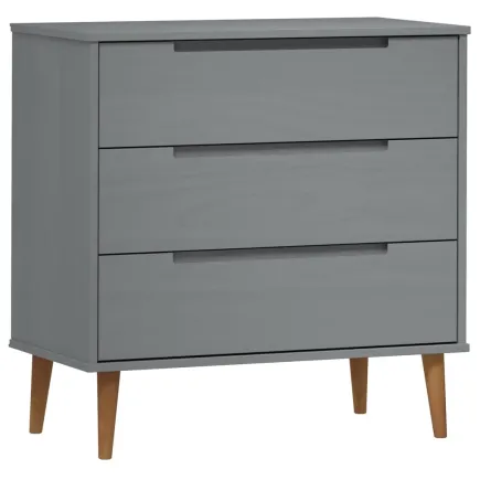 Commode MOLDE Gris 80x40x80 cm Bois de pin massif 2