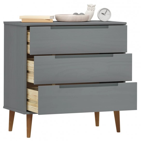 Commode MOLDE Gris 80x40x80 cm Bois de pin massif Commode MOLDE Gris 80x40x80 cm Bois de pin massif