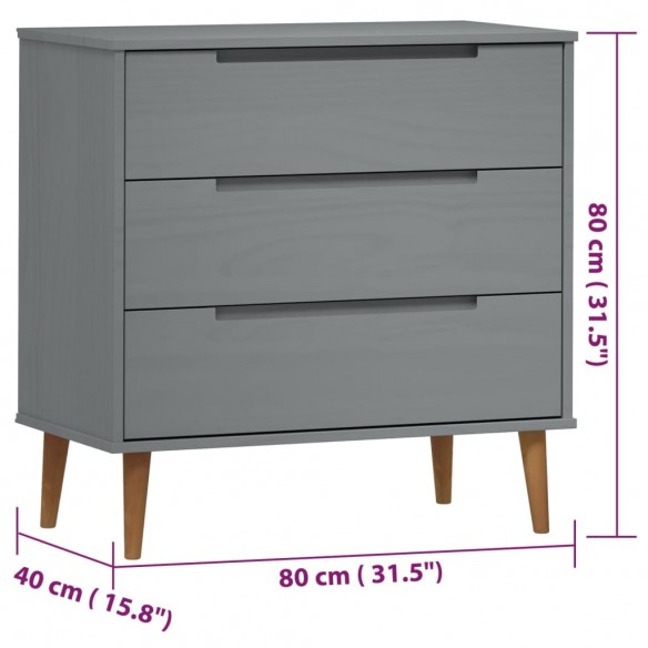 Commode MOLDE Gris 80x40x80 cm Bois de pin massif Commode MOLDE Gris 80x40x80 cm Bois de pin massif