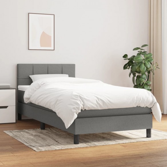 Lit avec matelas Gris foncé 90x200 cm Tissu