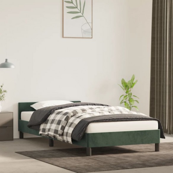 Lit avec tête de lit Vert foncé 80x200 cm Velours