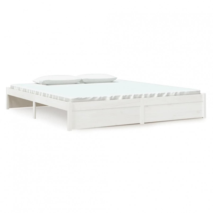 Lit Blanc Bois massif 180x200 cm Super King