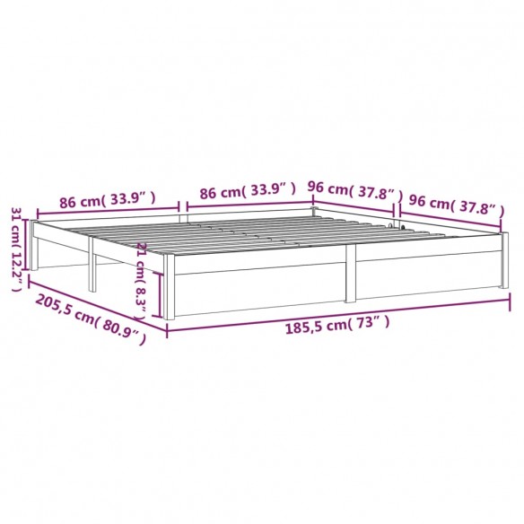 Lit Blanc Bois massif 180x200 cm Super King
