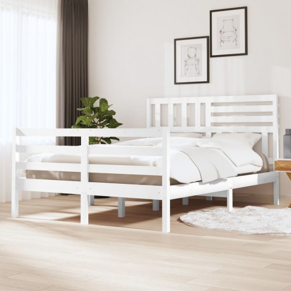 Lit Blanc Bois massif 140x190 cm