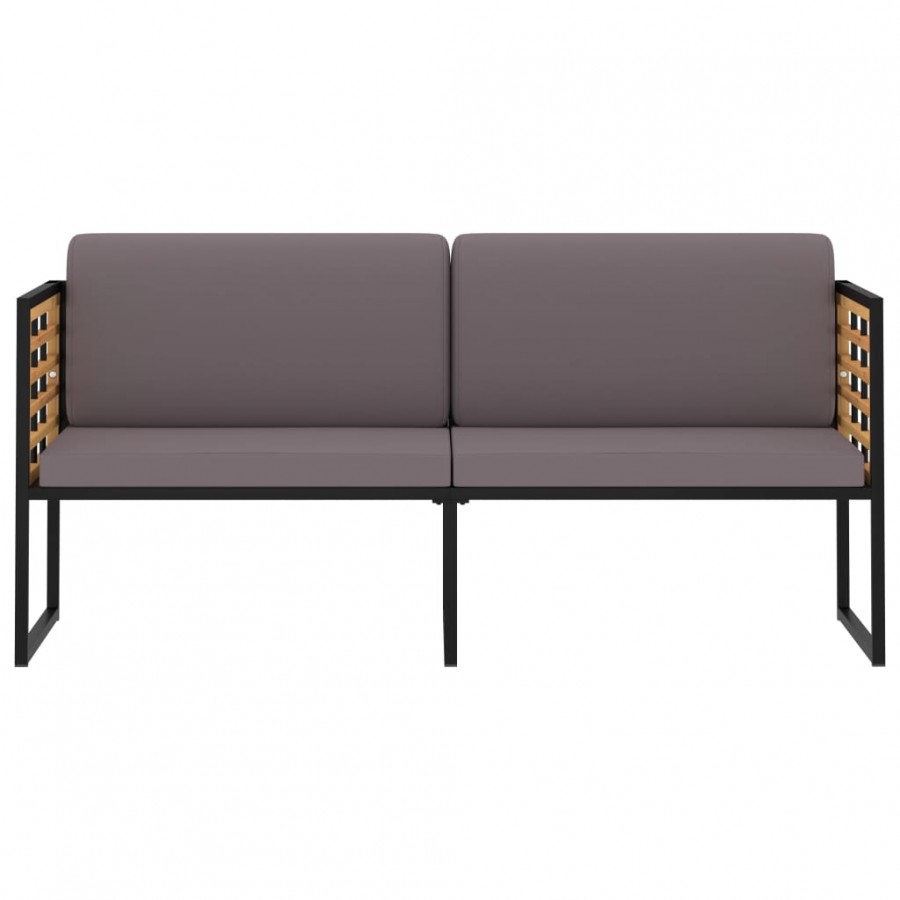 Banc de jardin avec coussins 136 cm Bois d'acacia Gris foncé