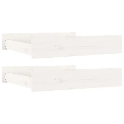 Tiroirs de lit 2 pcs blanc Bois de pin massif 2