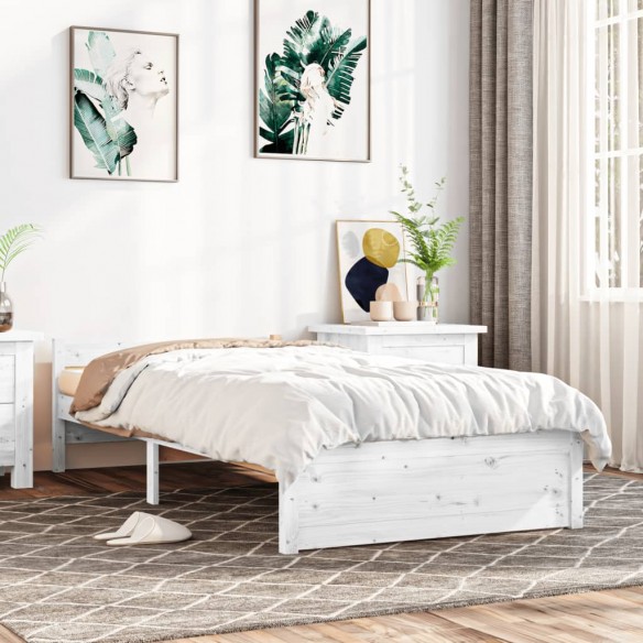 Lit Blanc Bois massif 90x200 cm