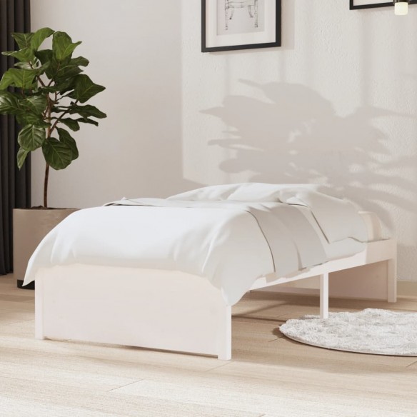 Lit Blanc Bois massif 75x190 cm Petit simple
