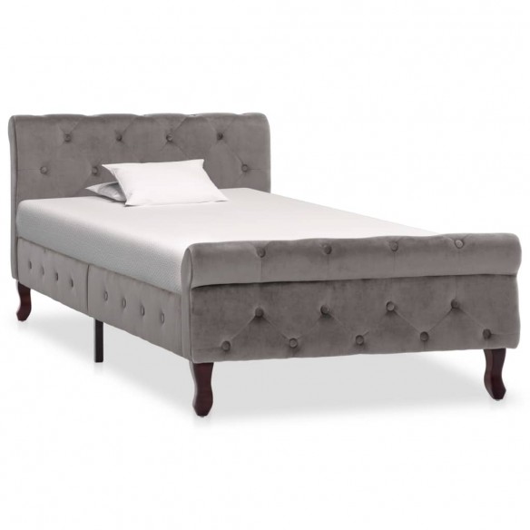 Lit Gris Velours 90 x 200 cm