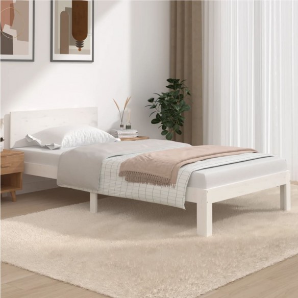 Lit Blanc Bois de pin massif 100x200 cm