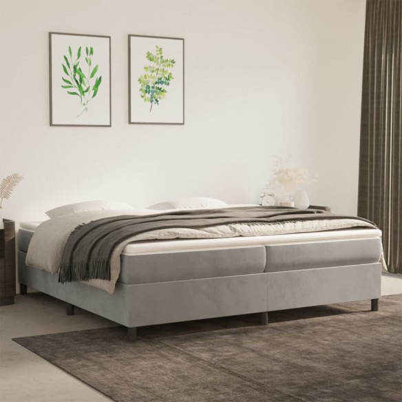 Lit Gris clair 200x200 cm Velours