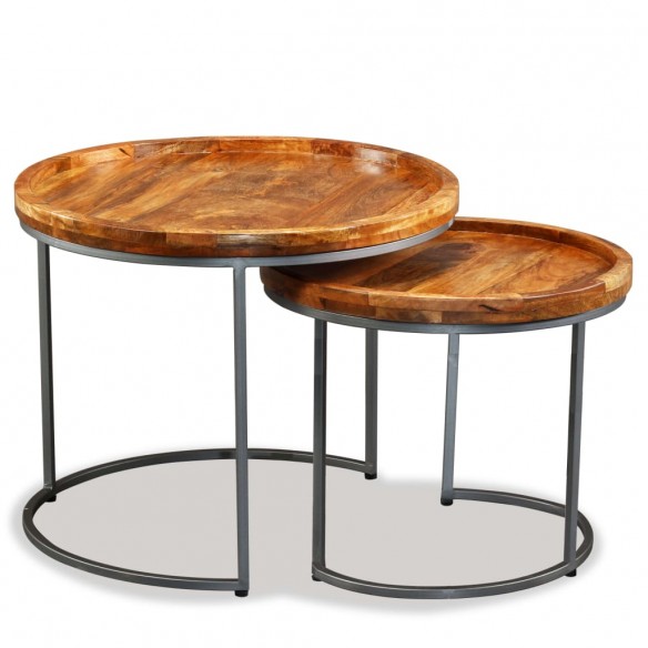 Ensemble de tables d'appoint 2 pcs Bois de manguier massif Ensemble de tables d'appoint 2 pcs Bois de manguier massif