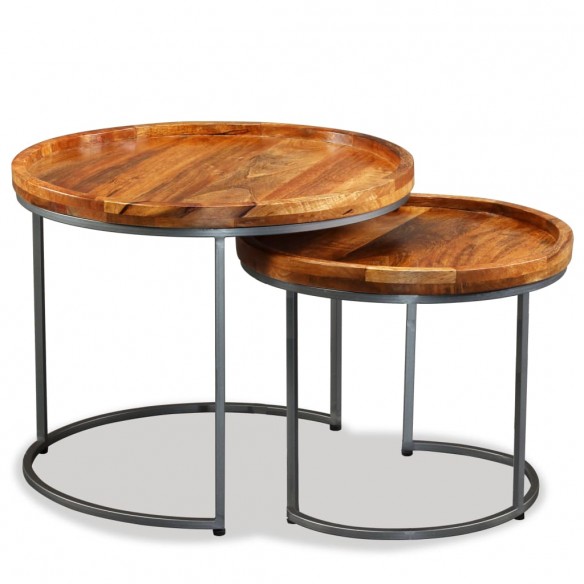 Ensemble de tables d'appoint 2 pcs Bois de manguier massif Ensemble de tables d'appoint 2 pcs Bois de manguier massif