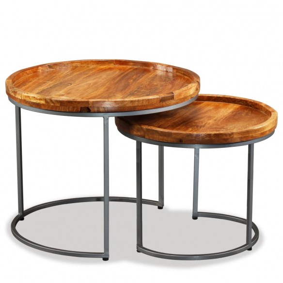 Ensemble de tables d'appoint 2 pcs Bois de manguier massif Ensemble de tables d'appoint 2 pcs Bois de manguier massif