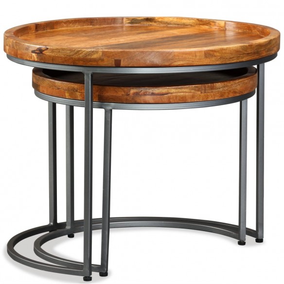 Ensemble de tables d'appoint 2 pcs Bois de manguier massif Ensemble de tables d'appoint 2 pcs Bois de manguier massif