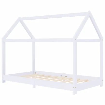 Lit d'enfant Blanc Bois de pin massif 80x160 cm 2