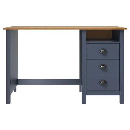 Bureau Hill avec 3 tiroirs Gris 120x50x74 cm Pin solide 2
