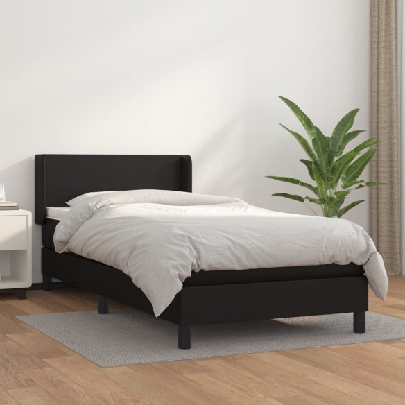 Lit avec matelas Noir 80x200cm Similicuir