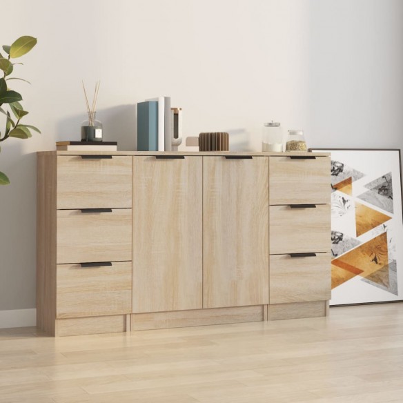 Buffets 3 pcs Chêne sonoma 