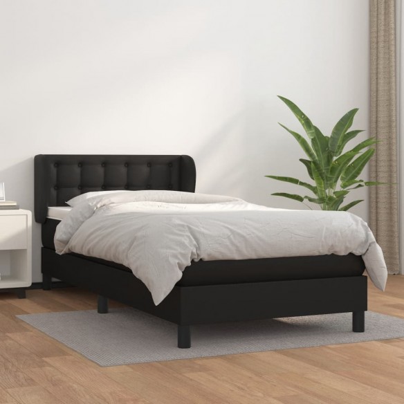 Lit avec matelas Noir 80x200cm Similicuir