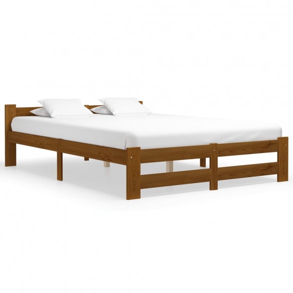 Lit Marron miel Bois de pin massif 180x200 cm
