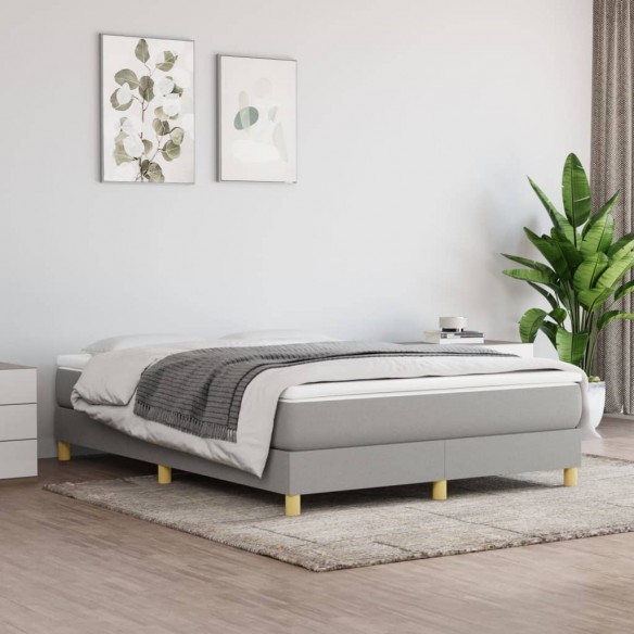 Lit Gris clair 140x190 cm Tissu