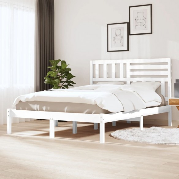 Lit blanc 120x190 cm petit double bois massif de pin