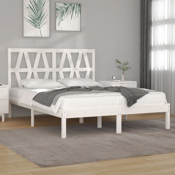 Lit Blanc Bois de pin massif 120x190 cm Petit Double