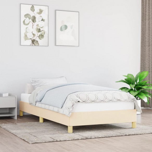 Lit Crème 90 x 200 cm Tissu
