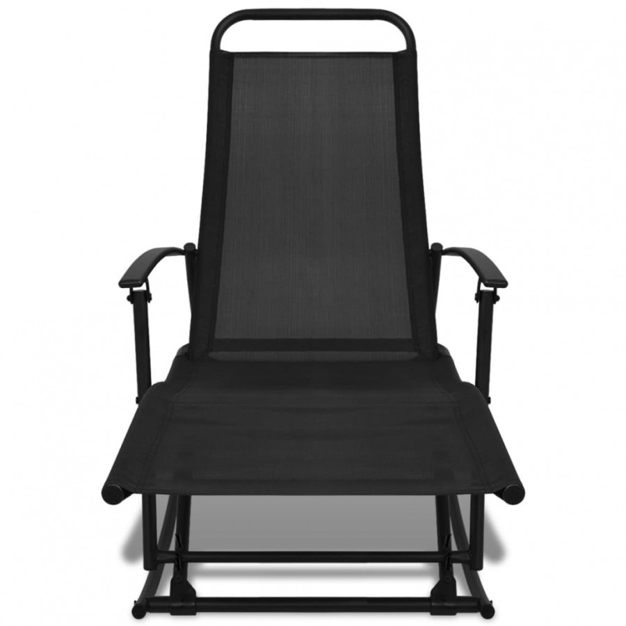 Chaise à bascule de jardin Acier et textilène Noir