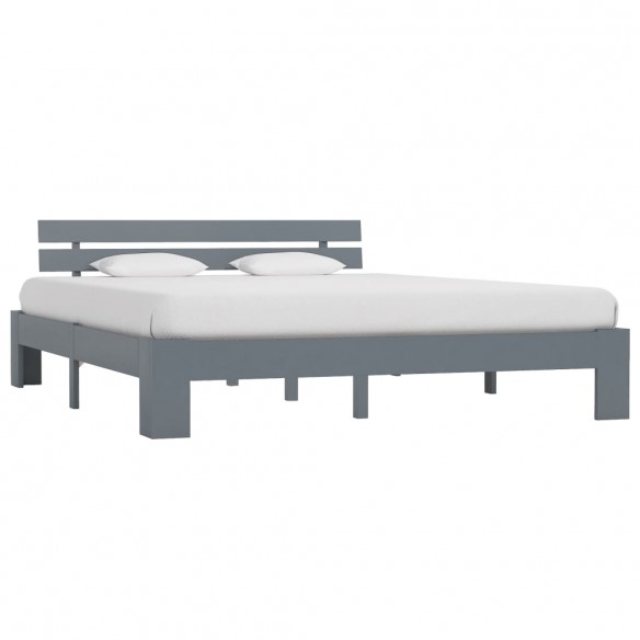 Lit Gris Bois de pin massif 160 x 200 cm