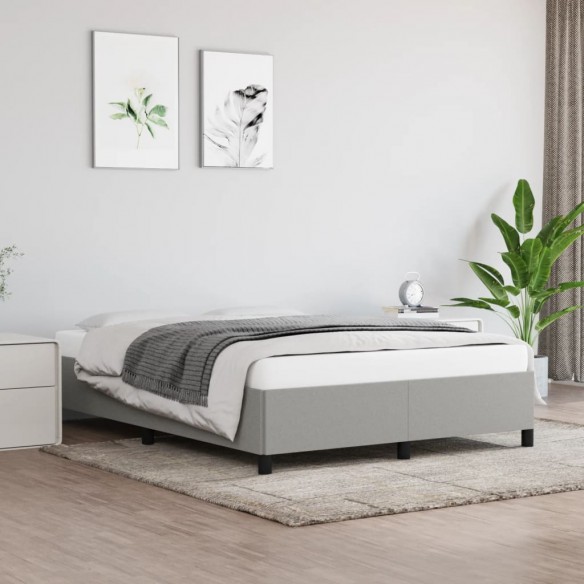Lit Gris clair 140x200 cm Tissu