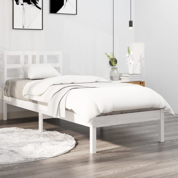 Lit Blanc Bois massif 100x200 cm