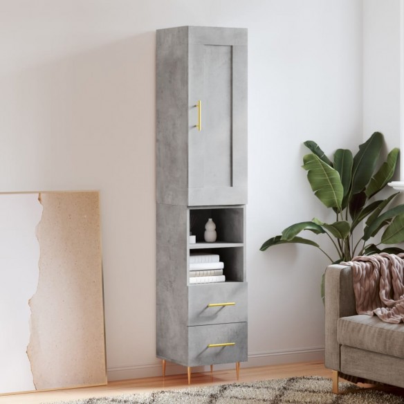 Buffet haut Gris béton 34,5x34x180 cm 