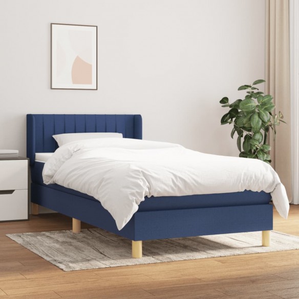 Lit avec matelas Bleu 90x200 cm Tissu