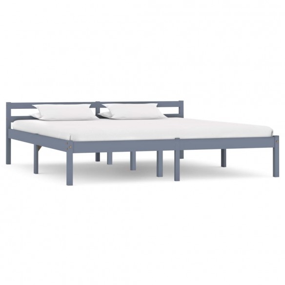 Lit Gris Bois de pin massif 180 x 200 cm