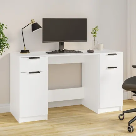 Bureau avec armoire latérale Blanc 