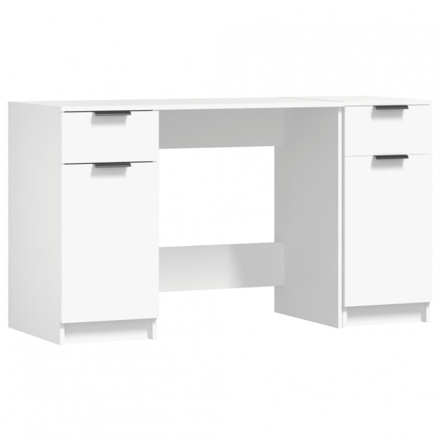 Bureau avec armoire latérale Blanc