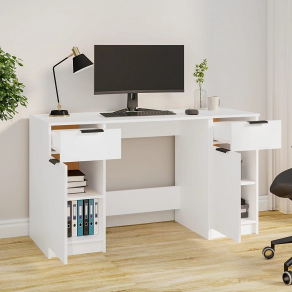 Bureau avec armoire latérale Blanc  Bureau avec armoire latérale Blanc