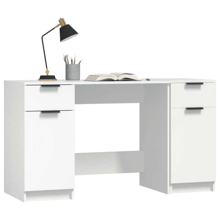Bureau avec armoire latérale Blanc