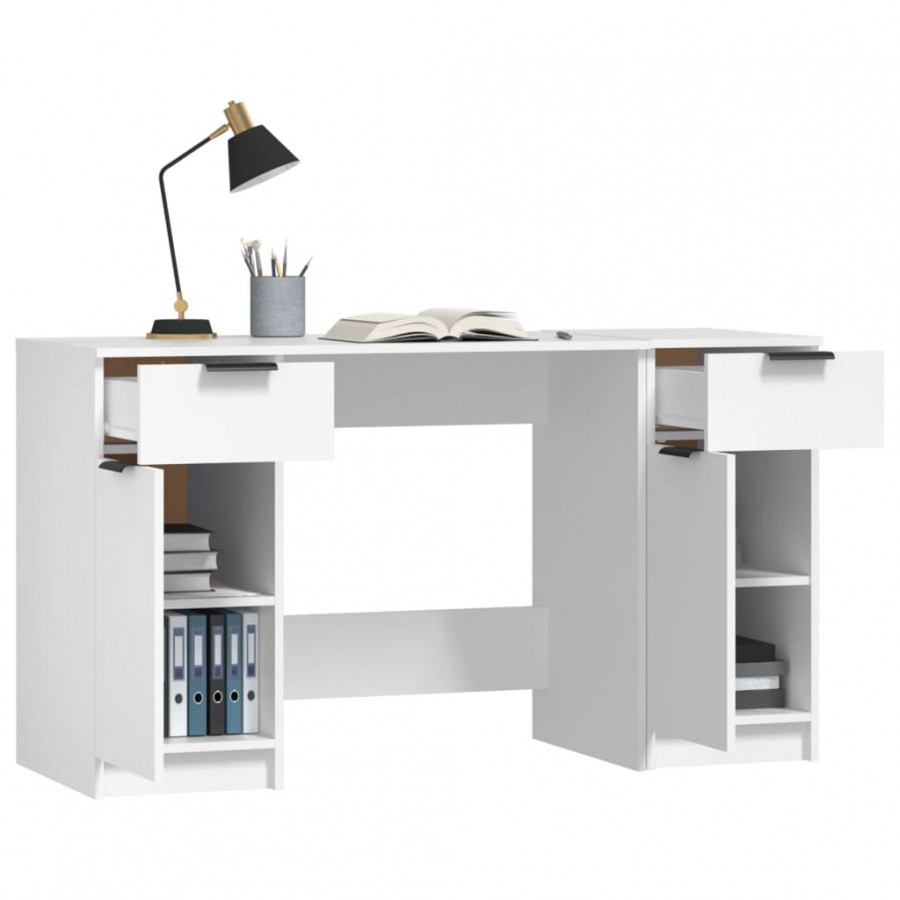 Bureau avec armoire latérale Blanc
